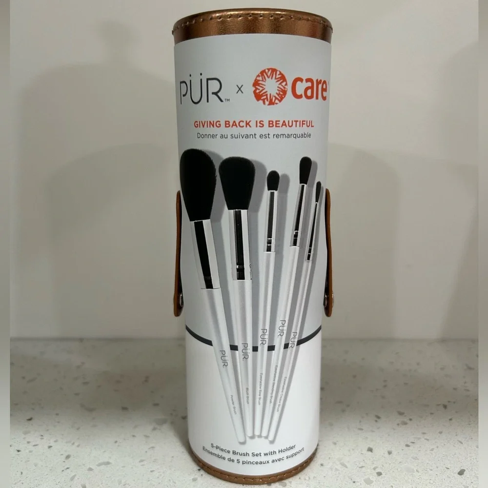 Pur x Care 5-Piece Makeup Brush Set In Holder NEW